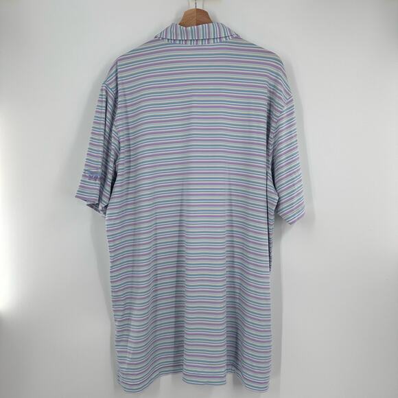 Peter Millar Southern Comfort Polo Men’s XXL Striped Golf Athletic Purple Blue - Picture 3 of 10